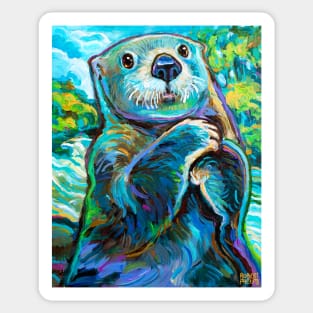 Psychedelic River Otter by Robert Phelps Sticker